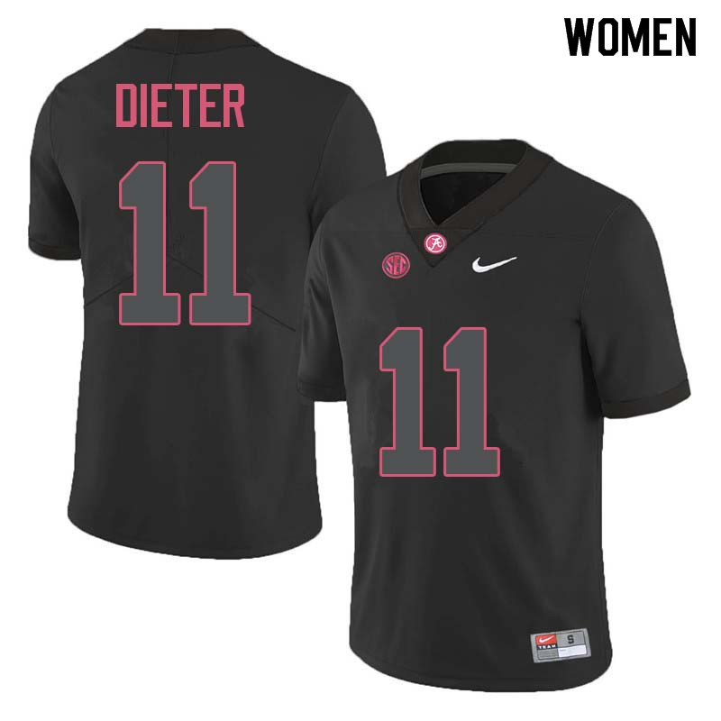Alabama Crimson Tide Women's Gehrig Dieter #11 Black NCAA Nike Authentic Stitched College Football Jersey XA16O52TV
